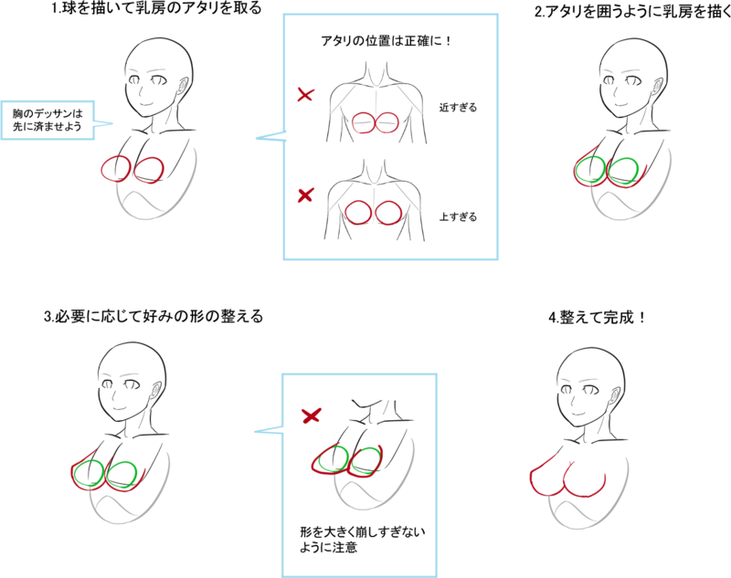 アタリの位置が最重要 乳房の描き方 いちあっぷ