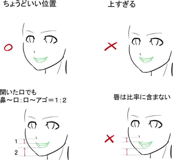 口を描く比率