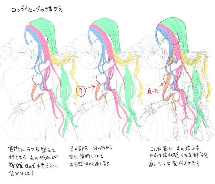 巻き付くリボンを参考にしてみよう ロングウェーブヘアーの描き方 いちあっぷ