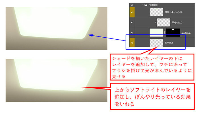 天井照明の描き方